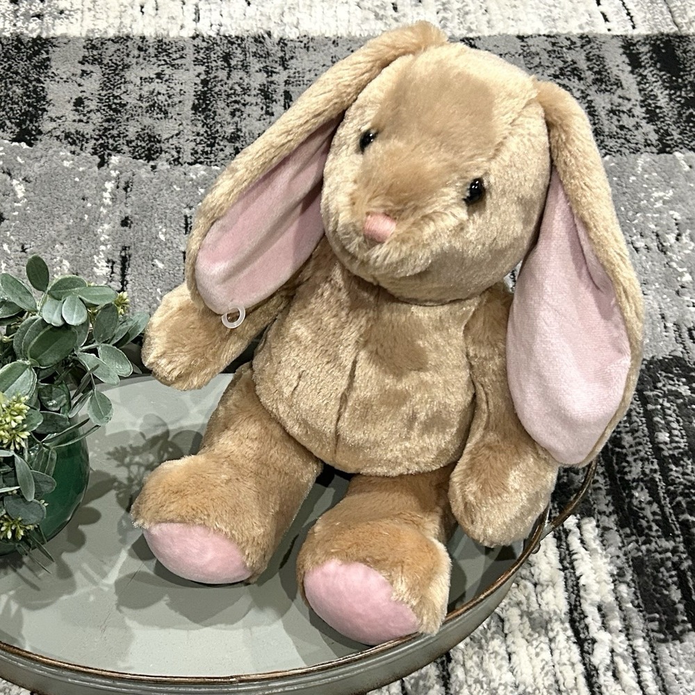 Build A Bear Brown Bunny Rabbit Plush Stuffed Animal Floppy Pink Ears BAB Easter